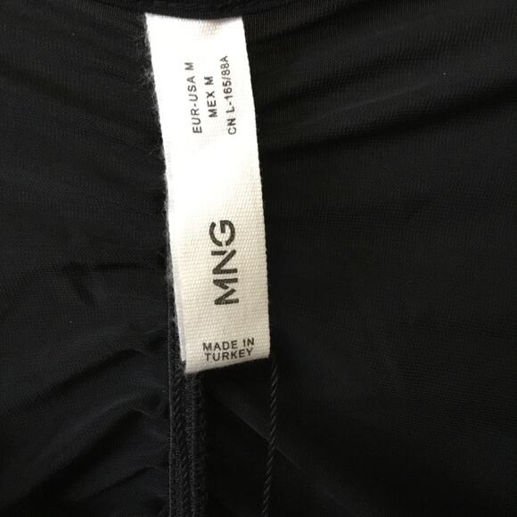 MNG Black Long Sleeve Sheer V-Neck Top - Picture 2 of 8